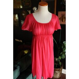 Vintage Vanity Fair Womens XS Sheer Pink Lace Nightgown All Tricot Nylon USA